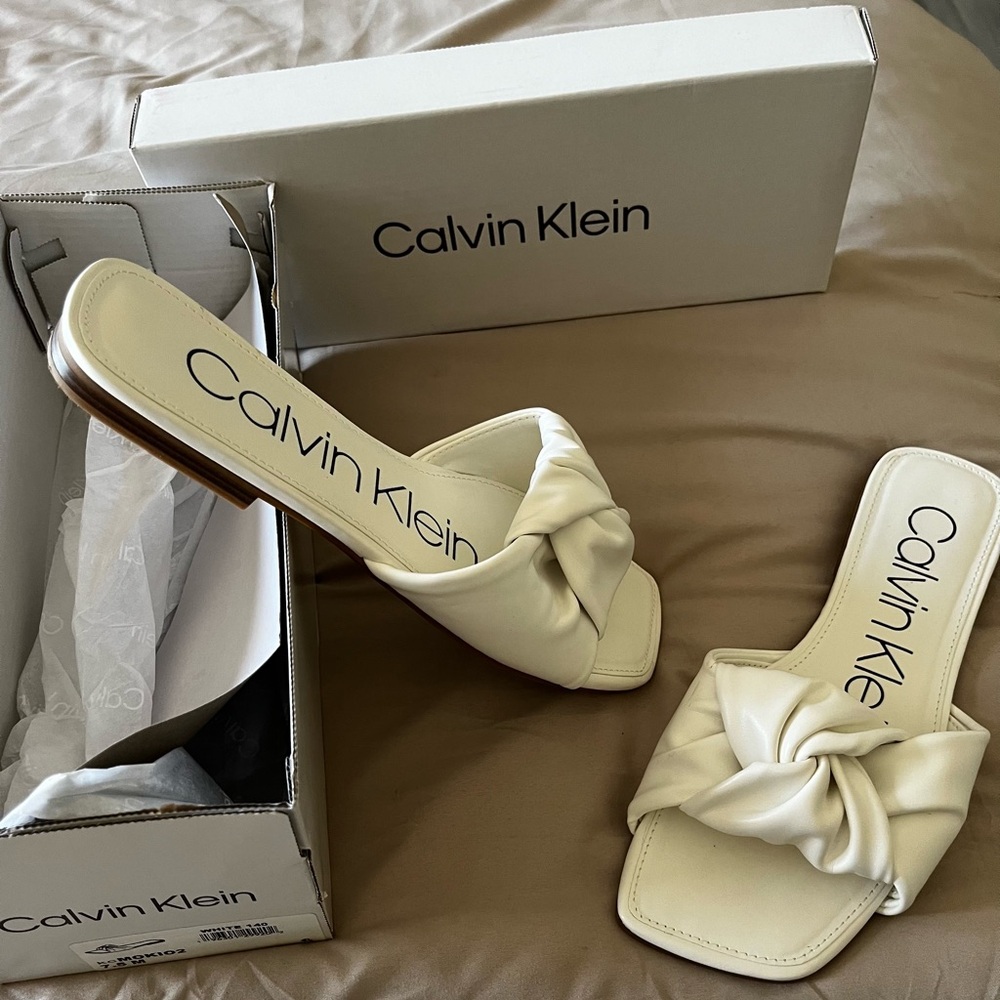 Calvin Klein Women's White Mules